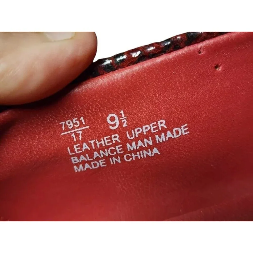 Wesley & Co Red Leather Snakeskin Loafers Size 9.5